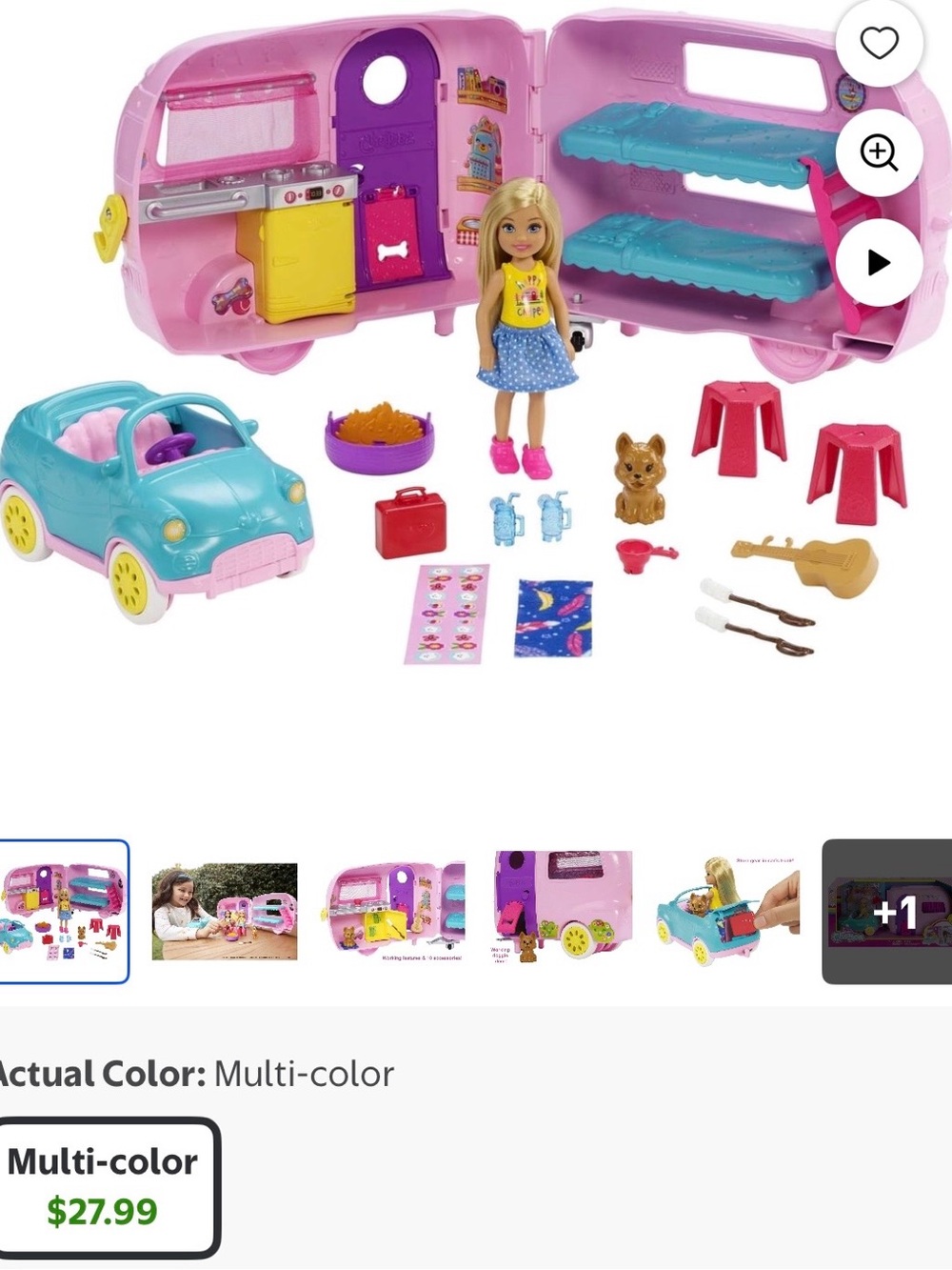 Barbie Pink & Teal Camper Van Playset with Doll and Accessories